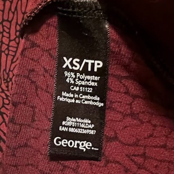 GEORGE Maroon V-Neck Snake Pattern No Sleeve Tie Top (X SMALL) - Picture 4 of 4